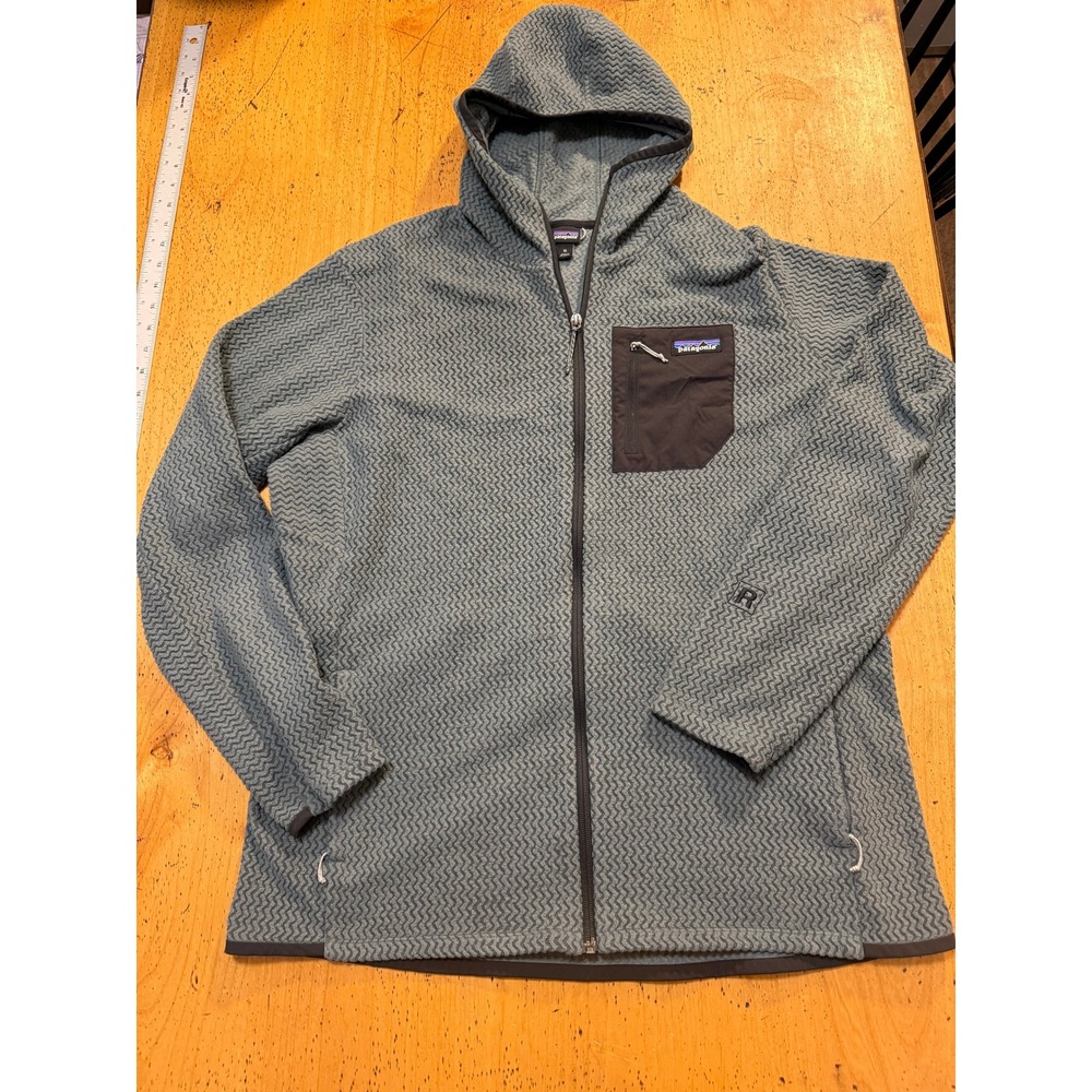 Patagonia R1 Air Full-Zip Hoodie XL Blue Grey Zig Zag Technical Fleece Jacket
